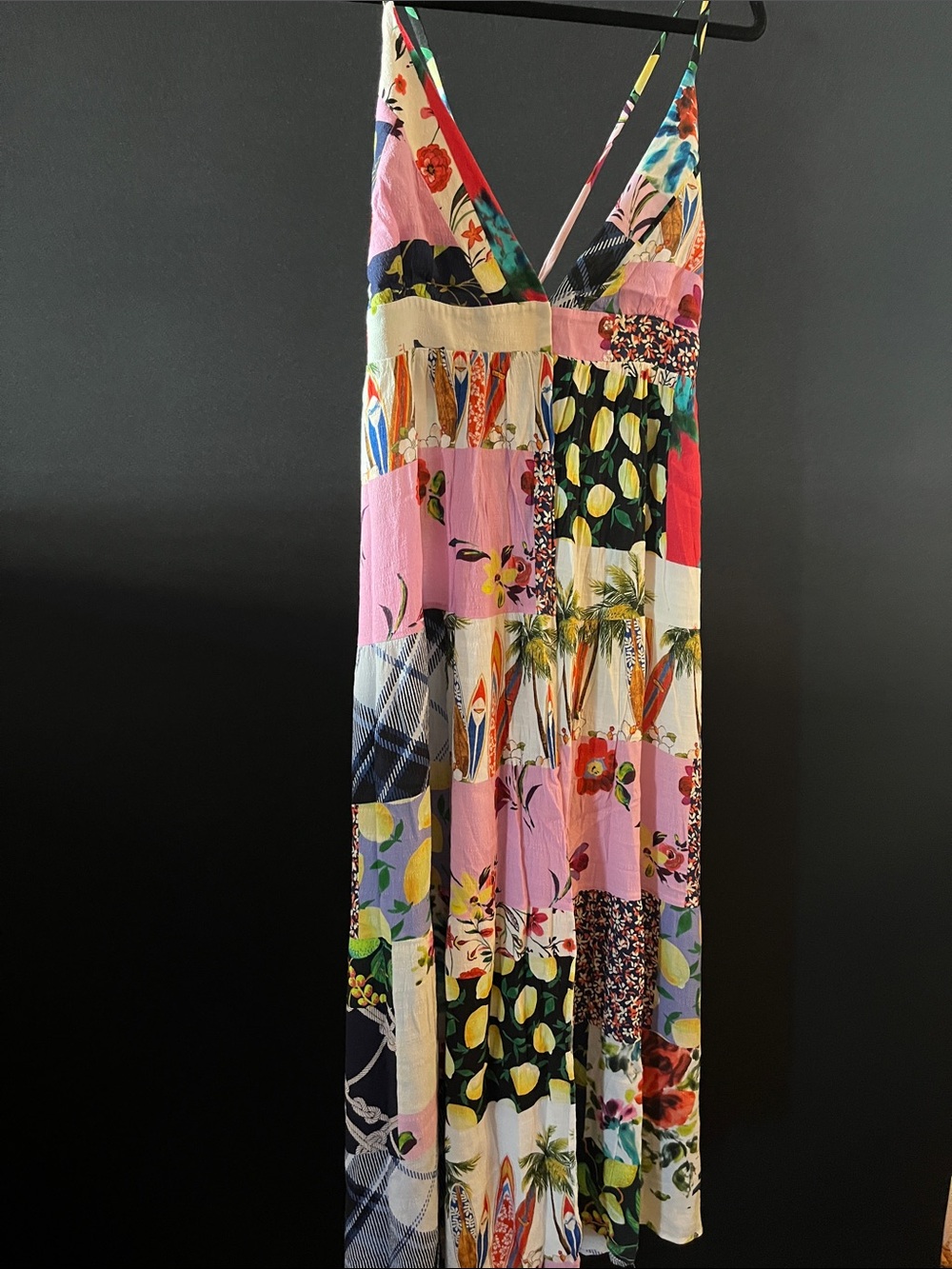 $78 Desigul size see measurements Sleeveless Patchwork Floral Dress Multicolor